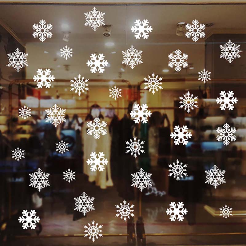 Window Glass Sticker Christmas Xmas Wall Stickers Snowflake Snow Decal New Year Merry Christmas Car Home Bedroom Party Wedding Decoration