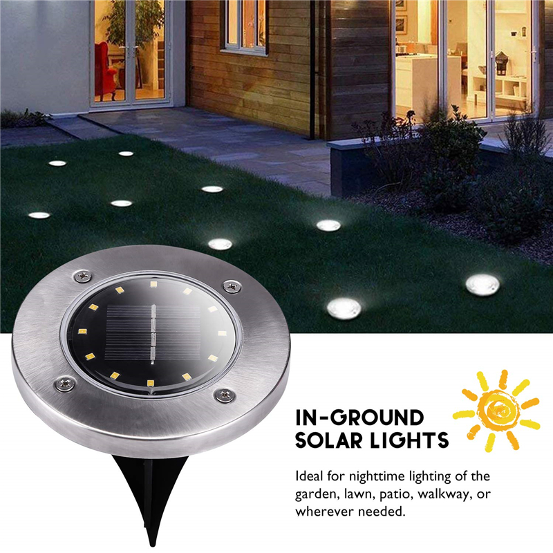 Solar Ground Lights 12 LED Solar Buried Light IP65 Underground Lamps for Outdoor Path Way Garden Decking Lawn