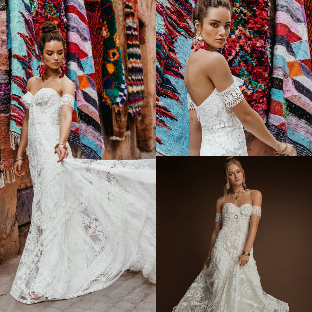 2019 Chic Bohemian Wedding Dresses Sweetheart Sweep Train Lace Appliqued Mermaid Wedding Dress Custom Plus Size Vestido De Novia