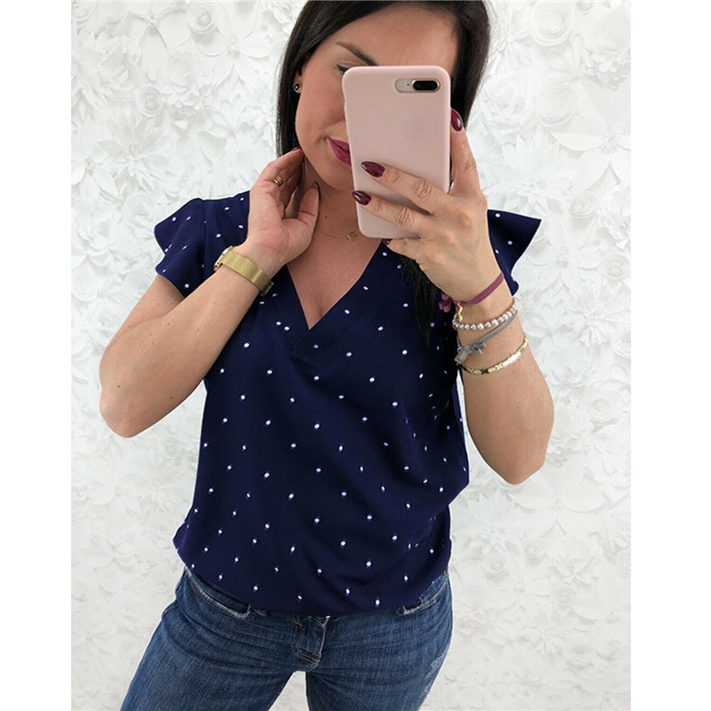 Womens Polka Dot Short Sleeve Blouse Tops New Ladies Summer V neck Casual Shirts Holiday Beach Daily Shirts Blouses 2019, As pic
Womens Polka Dot Short Sleeve Blouse Tops New Ladies Summer V neck Casual Shirts Holiday Beach Daily Shirts Blouses 2019, As pic