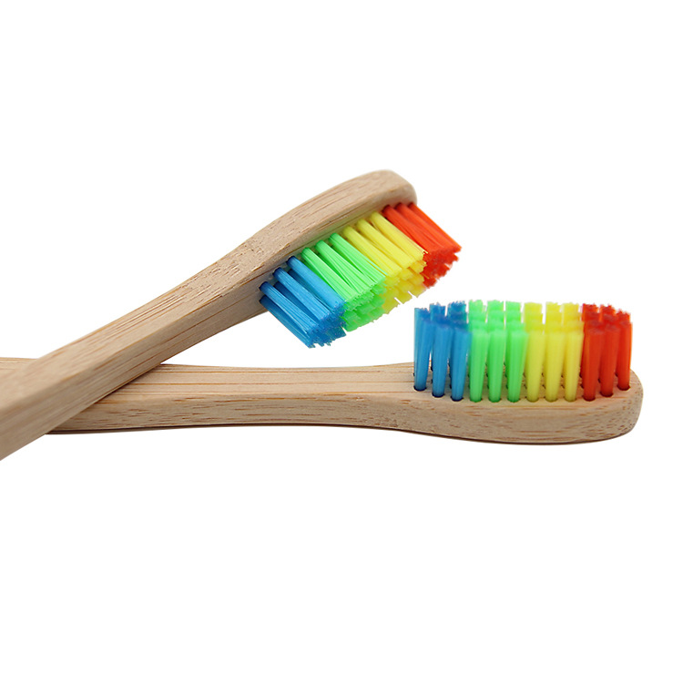 Colorful Head Bamboo Toothbrush Environment Wooden Rainbow Bamboo Toothbrush Oral Care Soft Bristle Cepillo De Dientes De Bambu Wholesale Bambuszahnbu