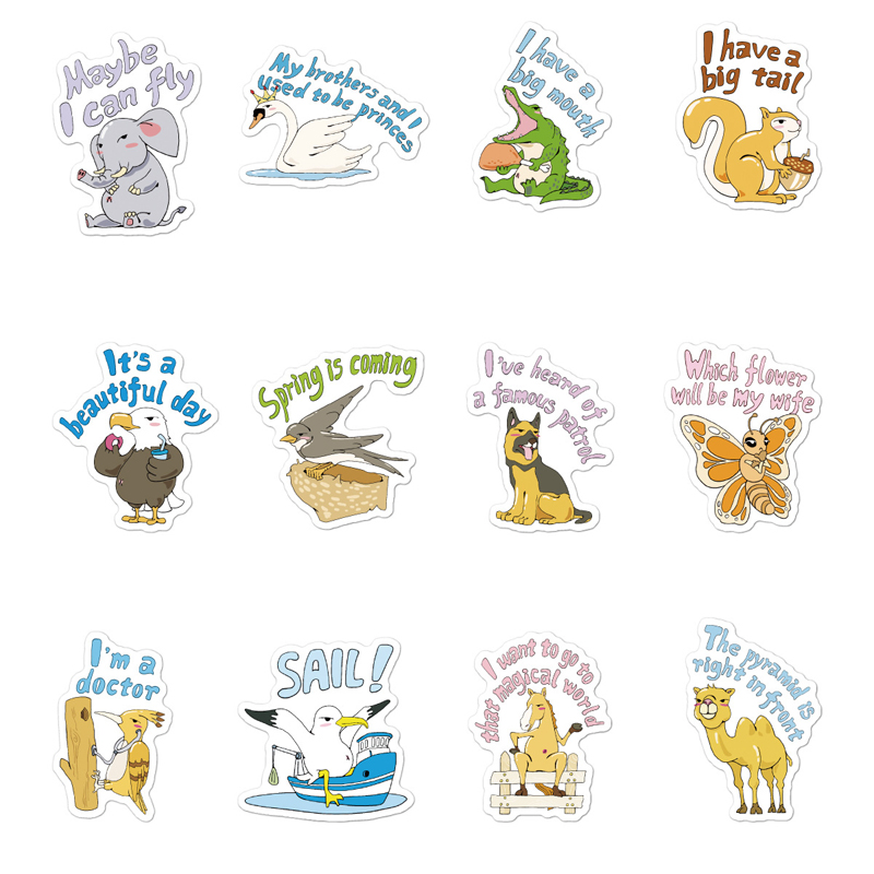 Waterproof Super Cute Cartoon Animal Stickers For Car Laptop Phone Pad Bicycle Decal Kids Gift Tiger Elephant Lion