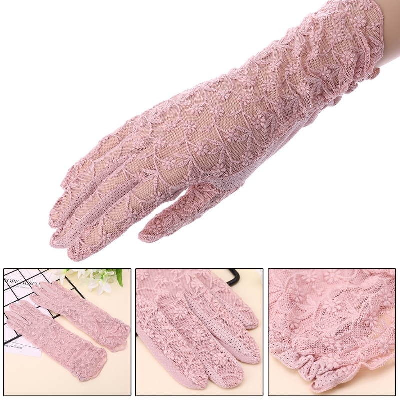 Fashion- Women Anti UV Anti Slip Driving Gloves Lace Goves Lady