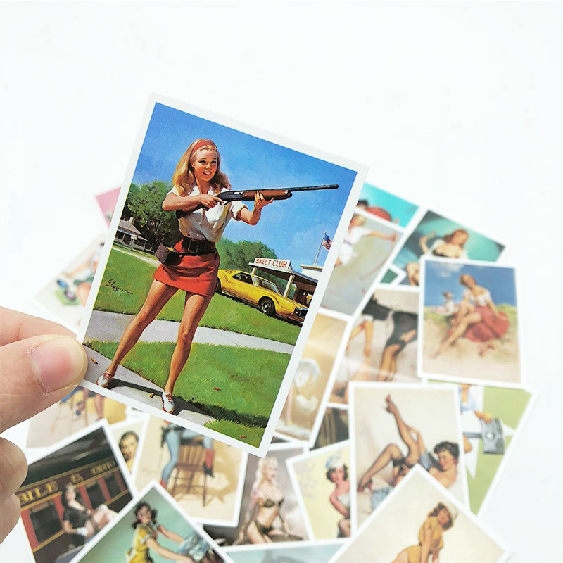 25pcs/Set Sexy Personality World War II Girl Stickers Motorcycle Chidren Toy Waterproof Sticker For Suitcase Laptop Bicycle