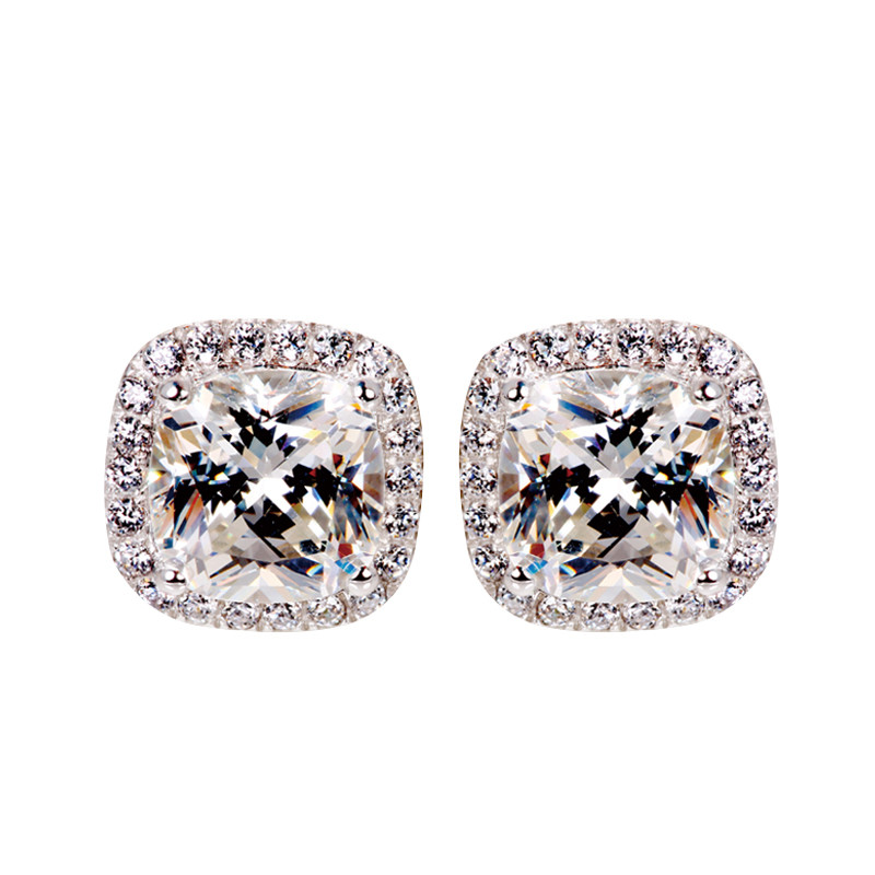 1CT New Arrival Hot Sale Sparkling Luxury Jewelry Real 925 Sterling Silver Three Color 5A Cubic Zircon Popular CZ Diamond Women Stud Earring
