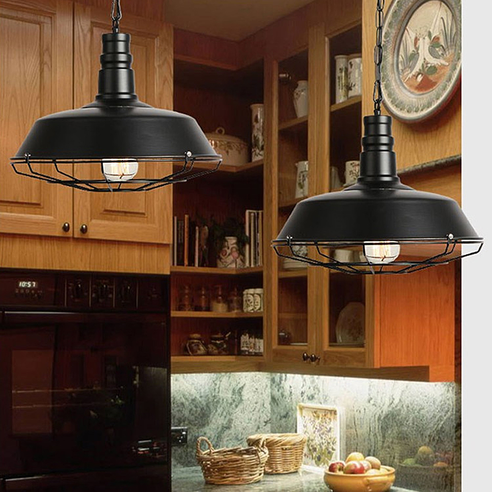 Loft American industrial style lamps living dining room cafe bar porch single head retro iron pot ceiling chandelier