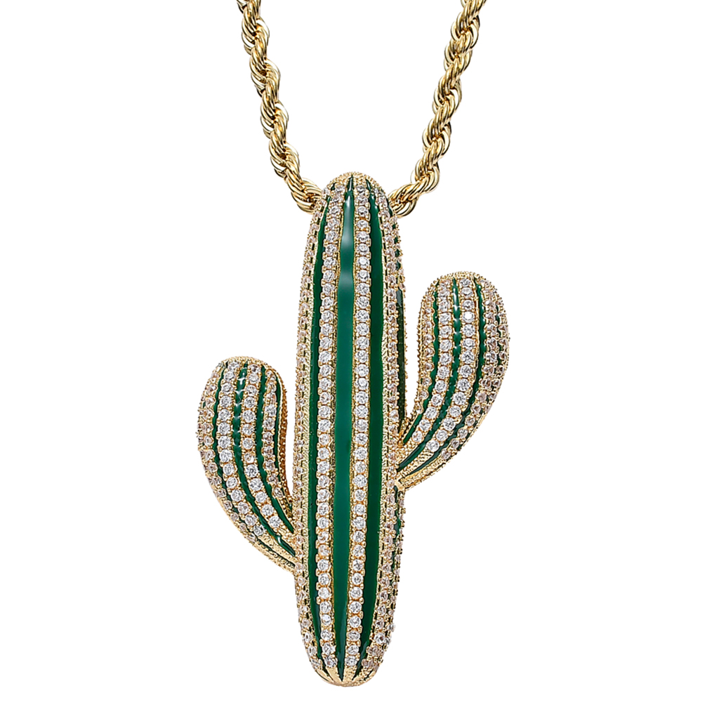 Zirconia Delicate Cactus Necklace 18K Gold Plated Stainless Steel Hip Hop Necklace Sweater Chain for Women Men, 24inch
Zirconia Delicate Cactus Necklace 18K Gold Plated Stainless Steel Hip Hop Necklace Sweater Chain for Women Men, 24inch