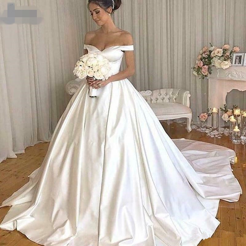 New Romantic Off the Shoulder Elegant Princess Wedding Dresses sweetheart 2020 Celebrity Ball Gown vestido De Noiva Bridal Gowns buttons