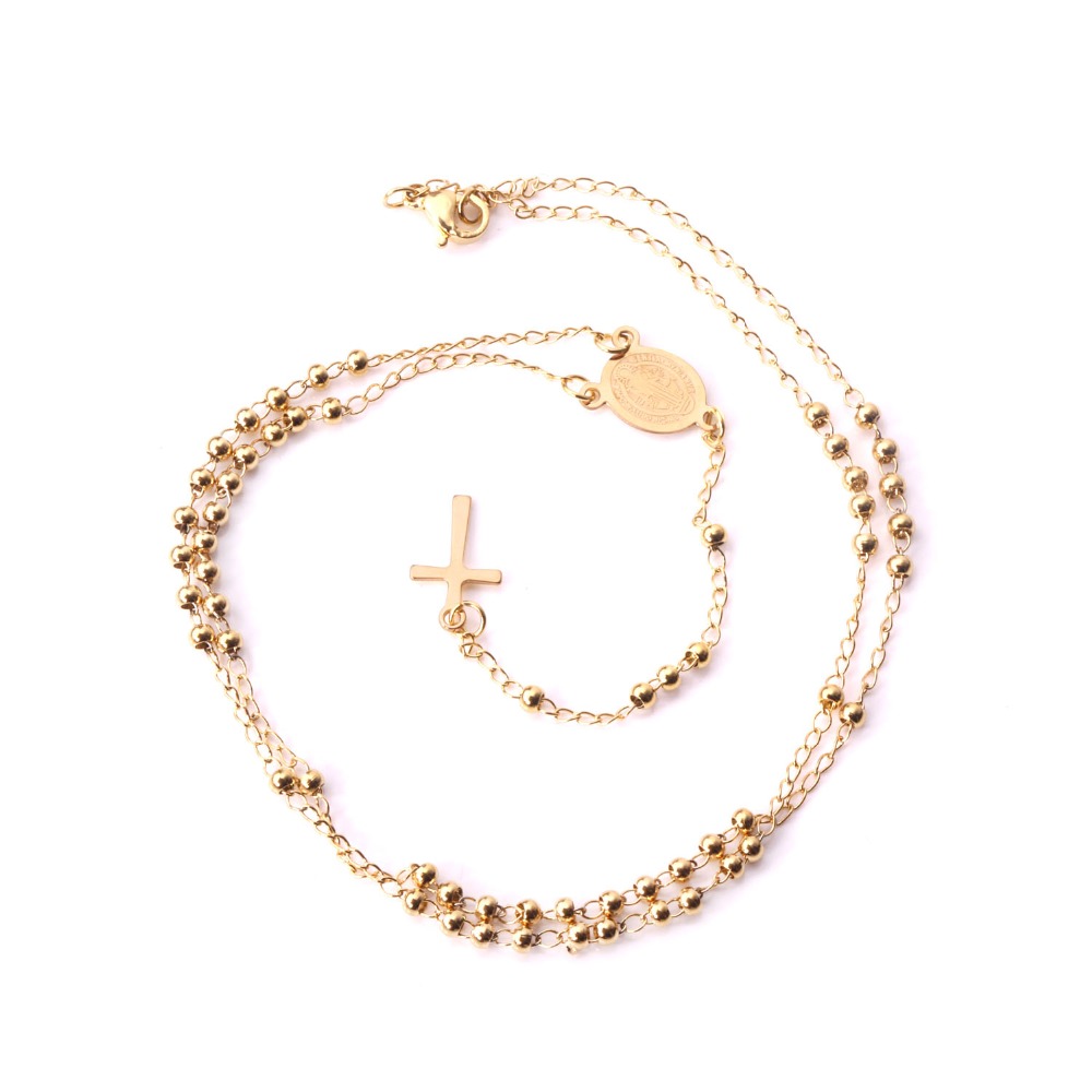 Gold/Silver Beaded Cross Necklace Stainless Steel Length 52cm+7cm Rosary Christian Catholic Religious Jewelry
Gold/Silver Beaded Cross Necklace Stainless Steel Length 52cm+7cm Rosary Christian Catholic Religious Jewelry