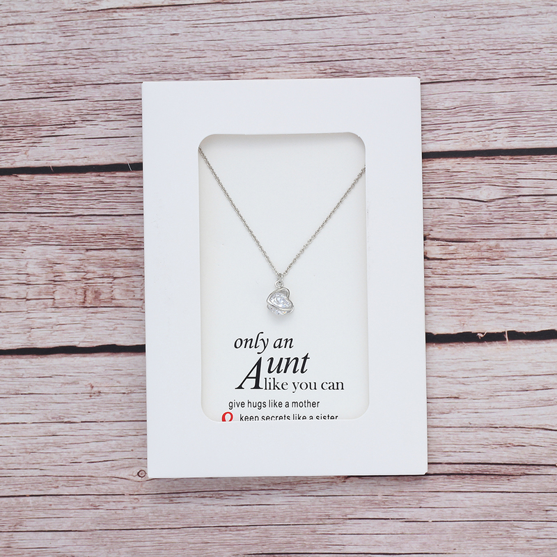 Wholesale- From Aunt Love Heart Crystal Necklace for Women Jewelry Friendship Aunt Gifts with Card Adjustable Chian CN70