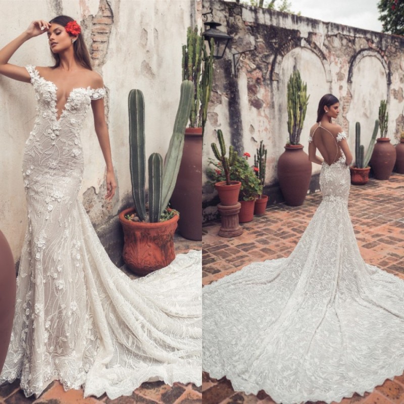 julie vino gorgeous mermaid wedding dresses sheer neck lace 3d floral appliqued bridal gowns bohemian beach custom made wedding dress