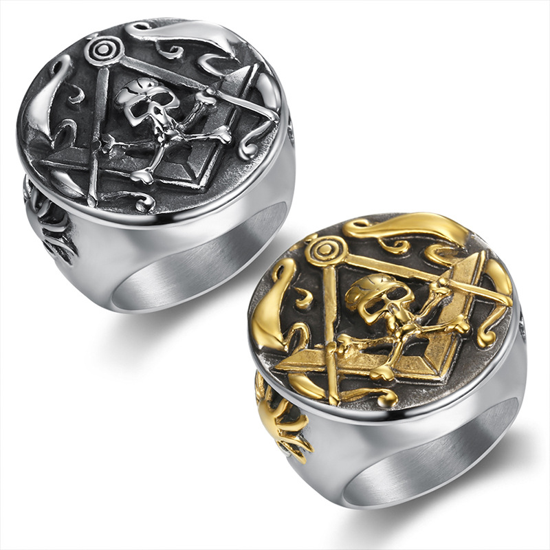 Stainless Steel Skull Men Ring Free Mason Freemasonry Masonic Symbol Skeleton Rings for Male Punk Jewelry
Stainless Steel Skull Men Ring Free Mason Freemasonry Masonic Symbol Skeleton Rings for Male Punk Jewelry