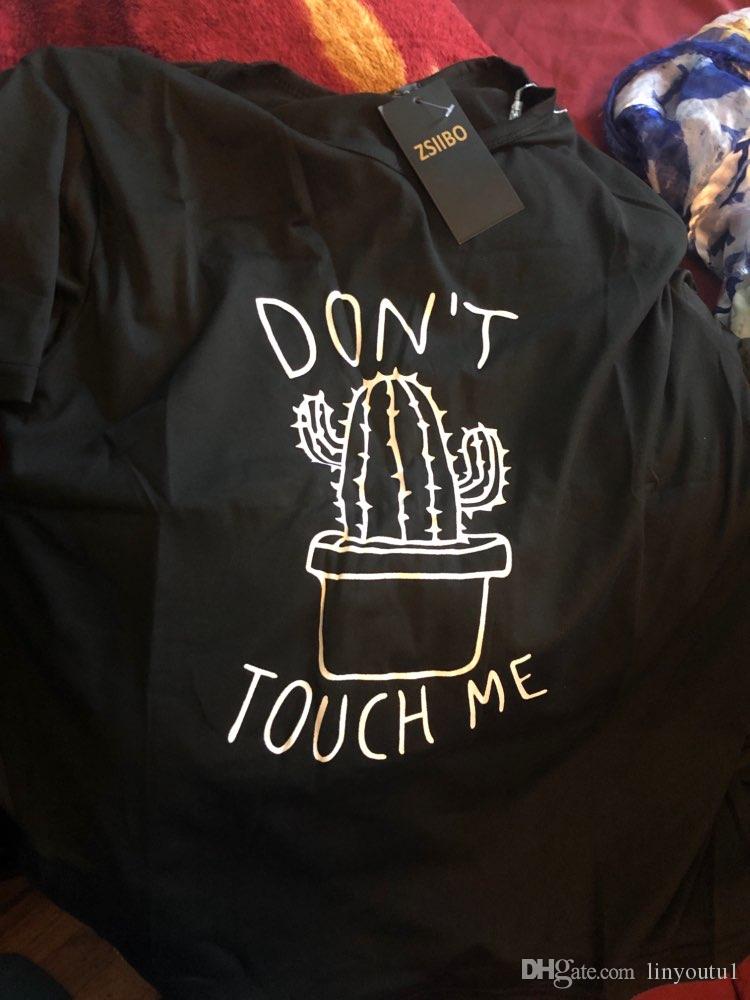 2020 DON'T TOUGH ME Cactus T shirt Women Casual Summer Tshirts Femme tops & tees Vintage Black White T-shirt Women