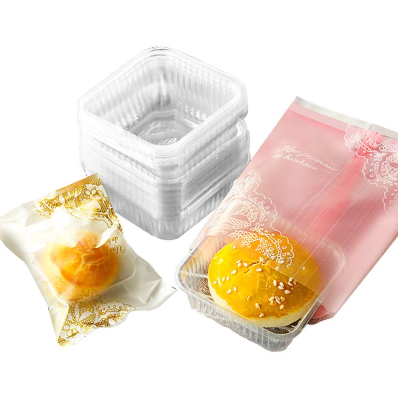 Gift Wrap 50/80/100 G White Lace Moon Cake Packaging Bags Translucent Plastic With Trays Handmade Mooncake 100 Bags+100