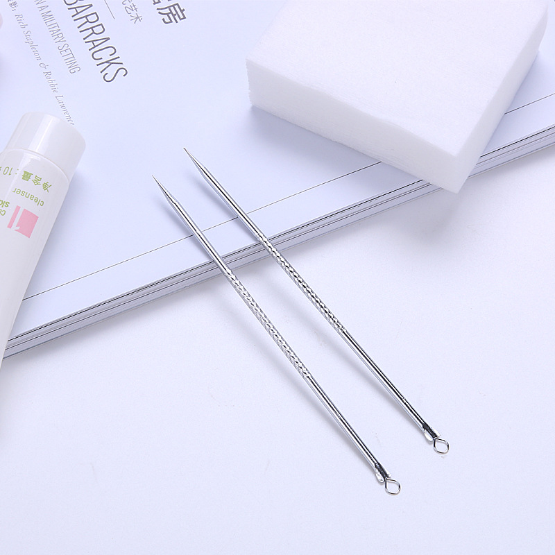 New Silver Blackhead Comedone Acne Blemish Extractor Remover Cosmetic Tool Stainless Needles Remove Tool 8cm WB2211