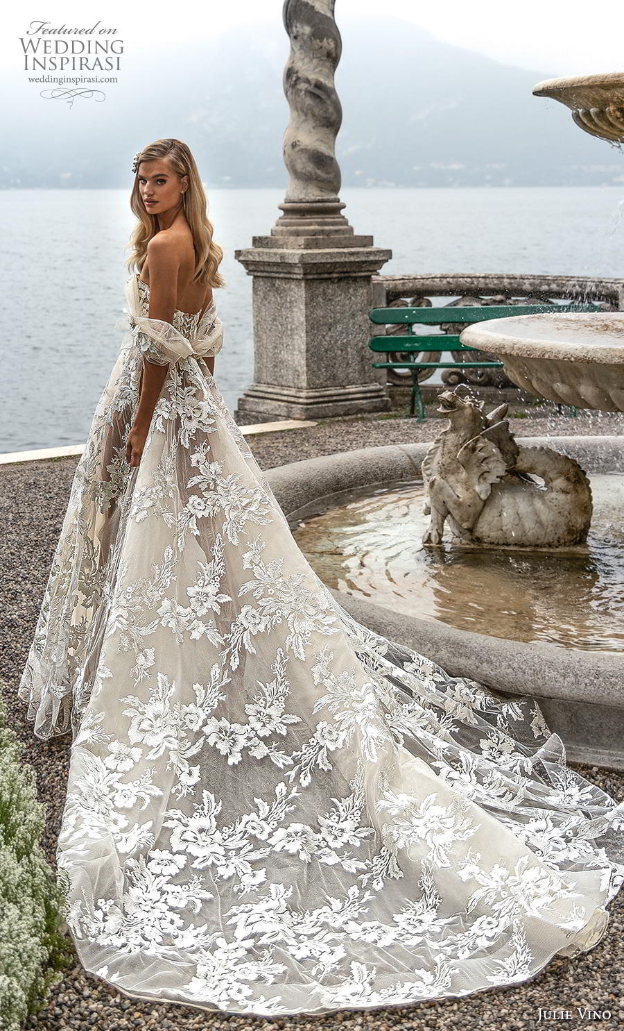 2020 Julie Vino Bohemian Wedding Dresses A Line Appliqued Lace Off Shoulder Abiti Da Sposa Sweep Train Custom Made Boho Wedding Gowns