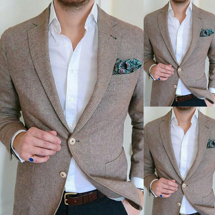 Handsome Groomsmen Wedding Tuxedos 2019 Notched Lapel Two Button Mens Formal Jackets Best Men Blazer 1 Pieces
