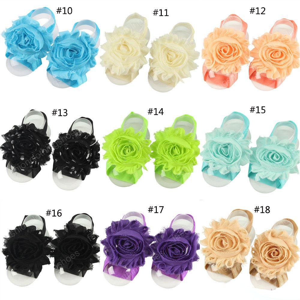 Sweet Baby Girl Barefoot Sandals Folds Chiffon Shabby Flower Socks Cover Barefoot Foot Flower Infant Toddler Shoes First Walker Shoes