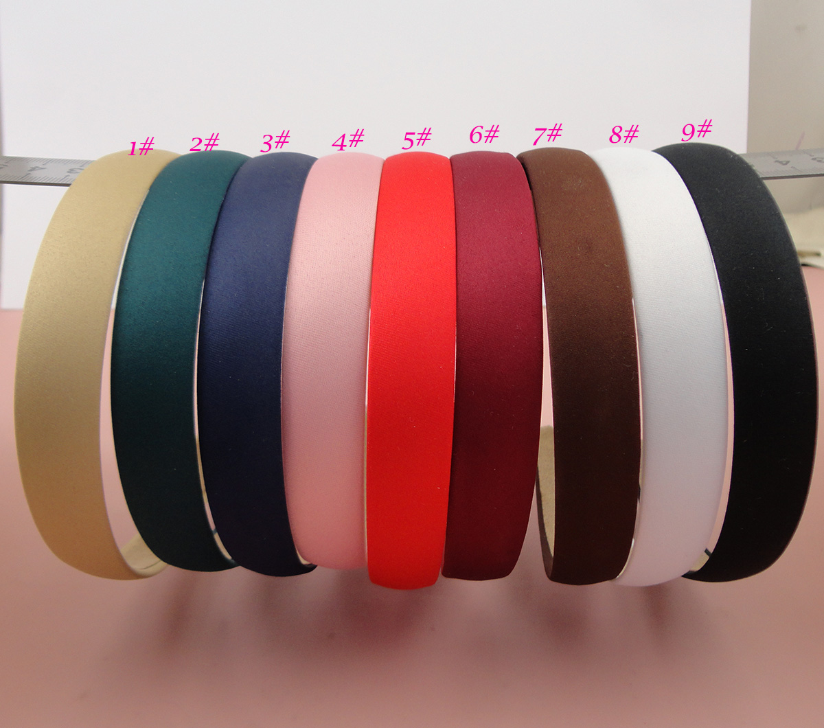 10PCS 2.0cm Satin Fabric Covered Plain Plastic Headbands for women girls hairbands DIY hair accessories