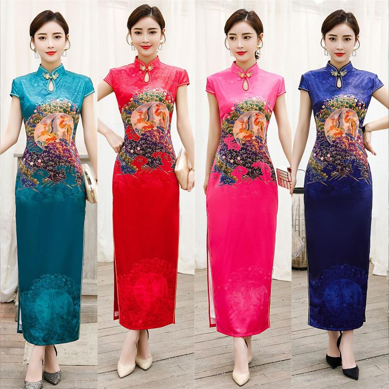 Improvement Short-sleeved Silk Chinese Style Slim Print Cheongsam Dress Plus Size M-5XL
Improvement Short-sleeved Silk Chinese Style Slim Print Cheongsam Dress Plus Size M-5XL