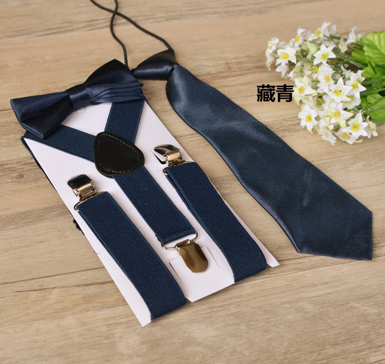 17 Colors Children Suspenders 3pcs/Set Kids Student Braces Bow Tie Set Bowtie Toddler Solid Color Cloth Set For Boys Girls M1241