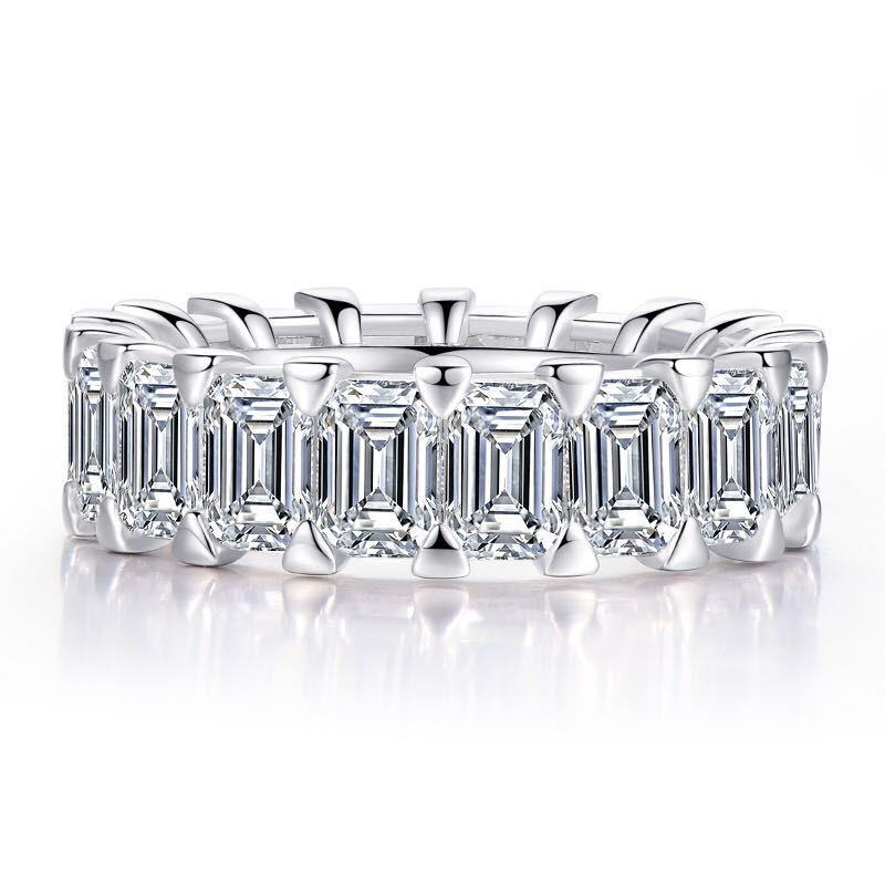 2020 Hot Sale New Bling Luxury Jewelry 925 Sterling Silver White Topaz Radiant Cut CZ Diamond Party Women Wedding Engagement Band Ring Gift