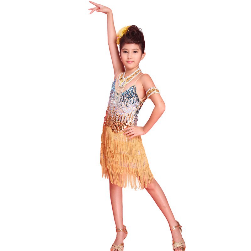 Hot Girls Latin Dance Tango Sequin Dancing Children Girl Fairy Dresses Costume, Gold
Hot Girls Latin Dance Tango Sequin Dancing Children Girl Fairy Dresses Costume, Gold