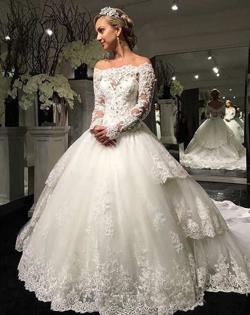 Gorgeous Princess Ball Gown Wedding Dresses Long Sleeve Off Shoulder Beaded Appliques Lace Chapel Train Bridal Gowns Custom Size Z99, Pink
Gorgeous Princess Ball Gown Wedding Dresses Long Sleeve Off Shoulder Beaded Appliques Lace Chapel Train Bridal Gowns Custom Size Z99, Pink