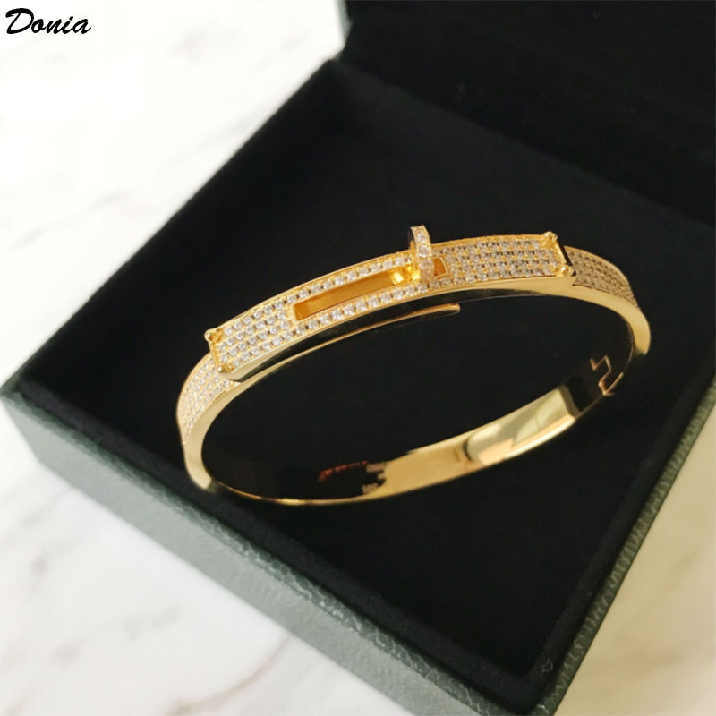 

Donia jewelry luxury bangle European and American fashion classic pig nose titanium steel micro-inlaid zircon designer bracelet gift