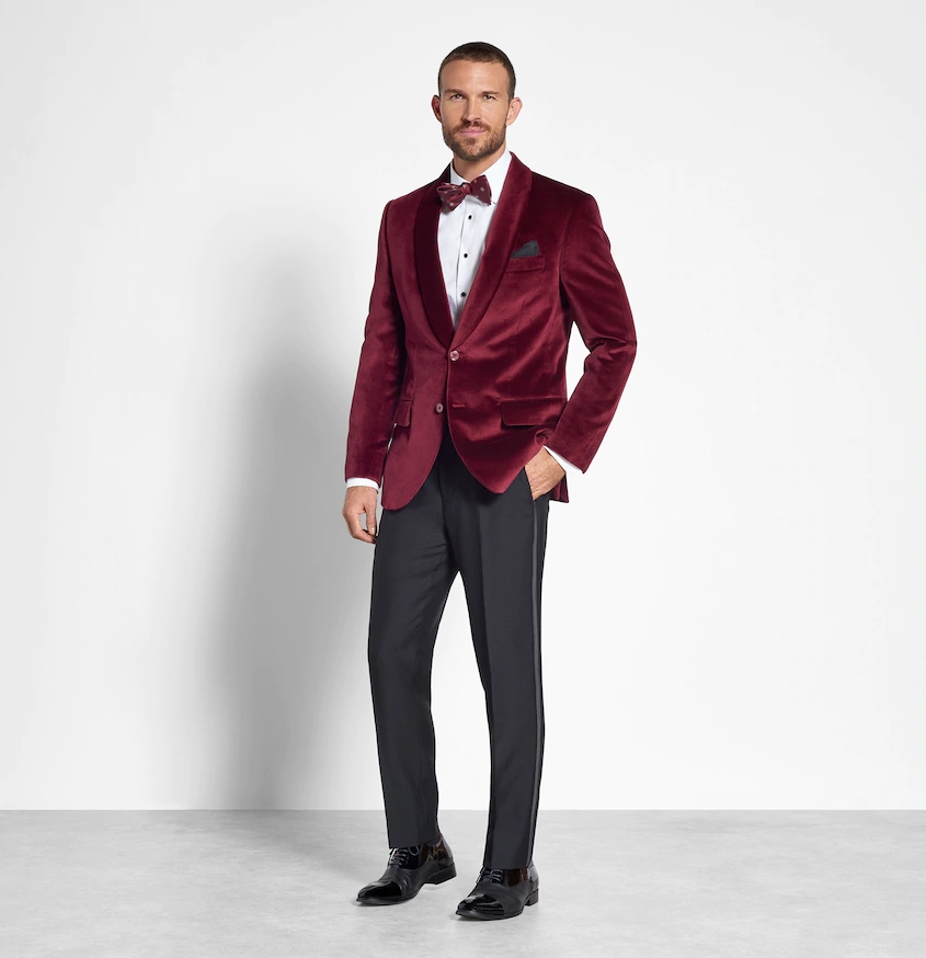 Bright Burgundy Velvet Mens Wedding Tuxedos Shawl Lapel Groom Prom Jacket Suits Designer Custom Made Blazer One Piece