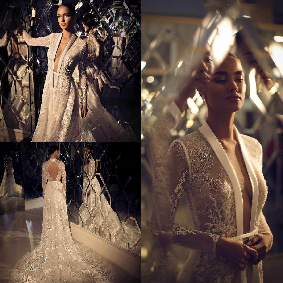 Elihav Sasson Beach Wedding Dresses 2019 Long Sleeve Lace Applique Backless Bridal Gowns Thigh High Slits Deep V Neck Boho Wedding Dress