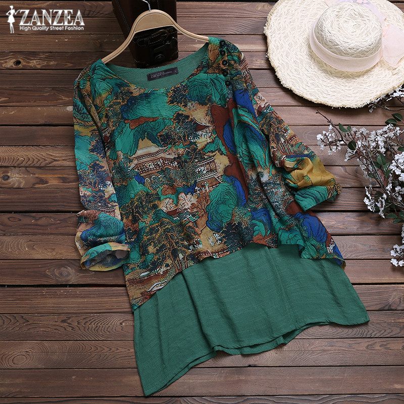 ZANZEA Women' Blouse Tunic Printed Tops Asymmetrical 2019 Plus Size Woman Blusa Vintage Long Sleeve Tee Shirt Female Chemise, Brown
ZANZEA Women' Blouse Tunic Printed Tops Asymmetrical 2019 Plus Size Woman Blusa Vintage Long Sleeve Tee Shirt Female Chemise, Brown