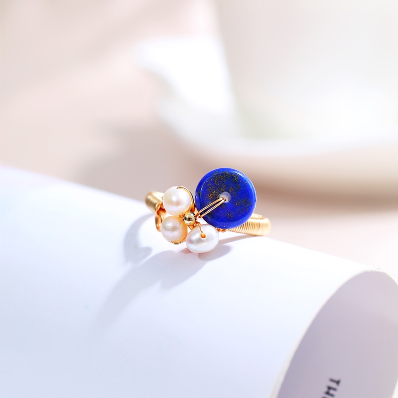 Cluster Rings DAIMI Pearl Ring Blue Lapis Lazuli 5-6mm Natural Freshwater For Women Adjustable
Cluster Rings DAIMI Pearl Ring Blue Lapis Lazuli 5-6mm Natural Freshwater For Women Adjustable