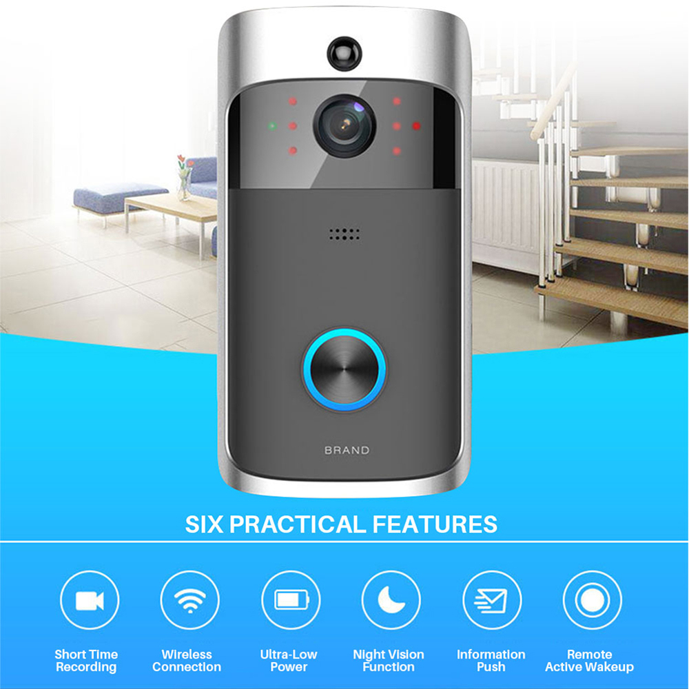 HD 720P WiFi Video Doorbell Camera IR Night Vision 3-Way Audio Battery Operation Door Phone Intercom
