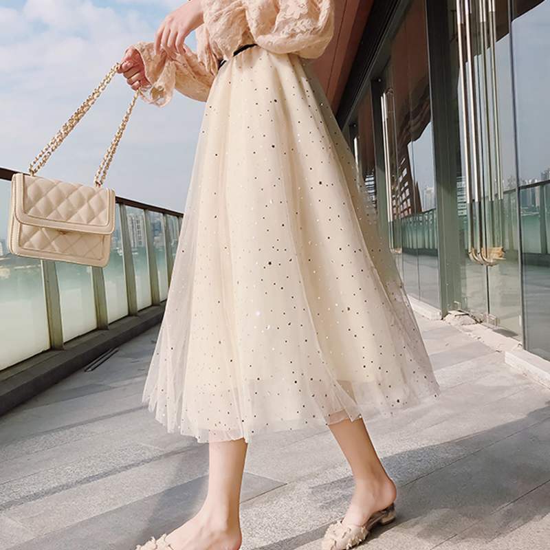 2020 Korean Style Stars Tulle Tutu Skirts Women Long Maxi Skirt Summer Solid High Waist Pleated Skirt Sweet Ball Gown, Beige
2020 Korean Style Stars Tulle Tutu Skirts Women Long Maxi Skirt Summer Solid High Waist Pleated Skirt Sweet Ball Gown, Beige