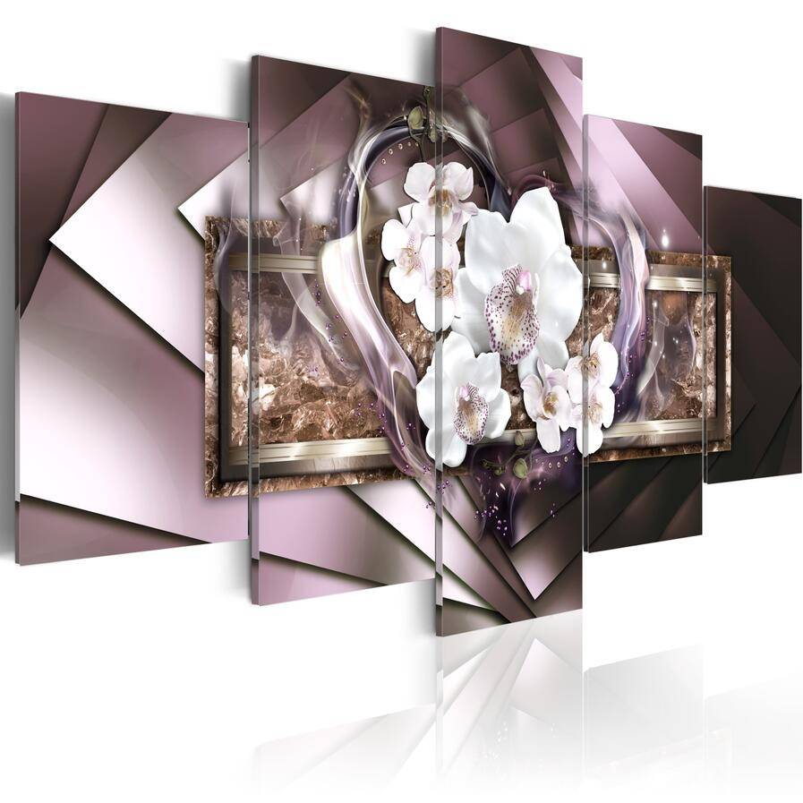 HD 5PCS/Set Love Orchid Flower Art Print Frameless Canvas Painting Wall Picture Home Decoration,Choose Color And Size,No Frame