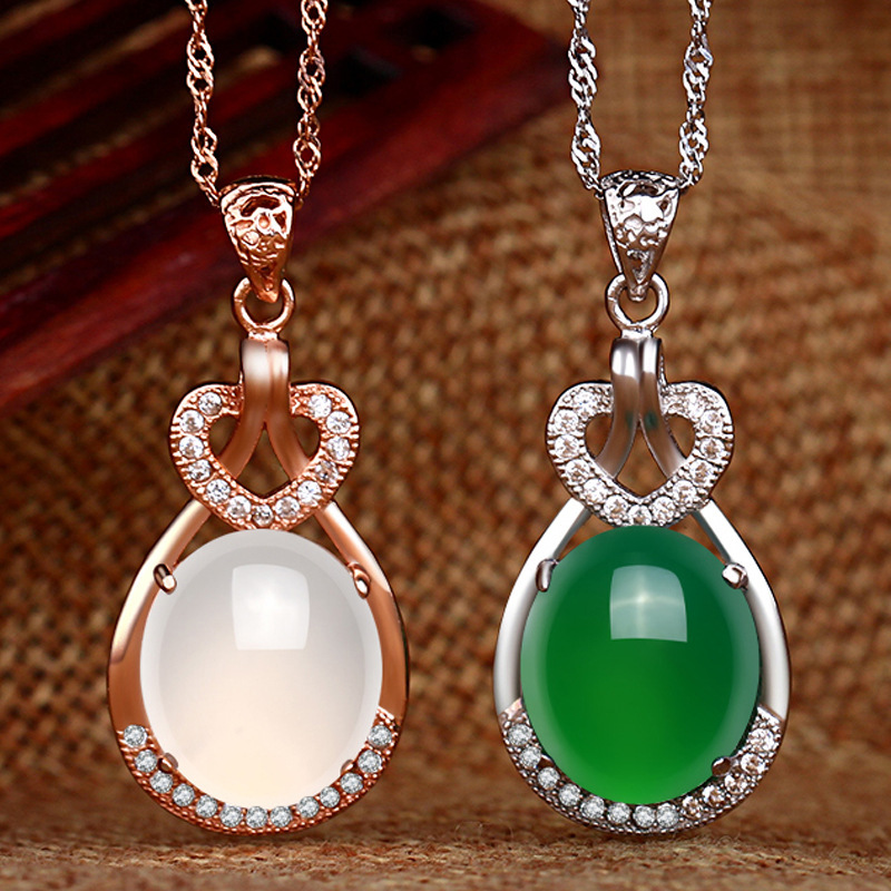 Natural Jade Green Stone Pendants Necklace 925 Sterling Silver Korean Crystal heart Jewelry for Women Wedding Engagement gifts
Natural Jade Green Stone Pendants Necklace 925 Sterling Silver Korean Crystal heart Jewelry for Women Wedding Engagement gifts