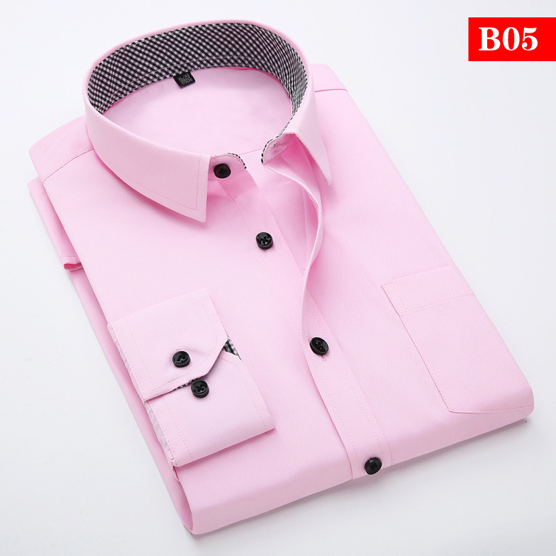 Quality Good Classical Dress Shirt Male Spring Autumn Long Sleeve Solid Twill Formal Business Men Social Button Slim Fit Shirts1