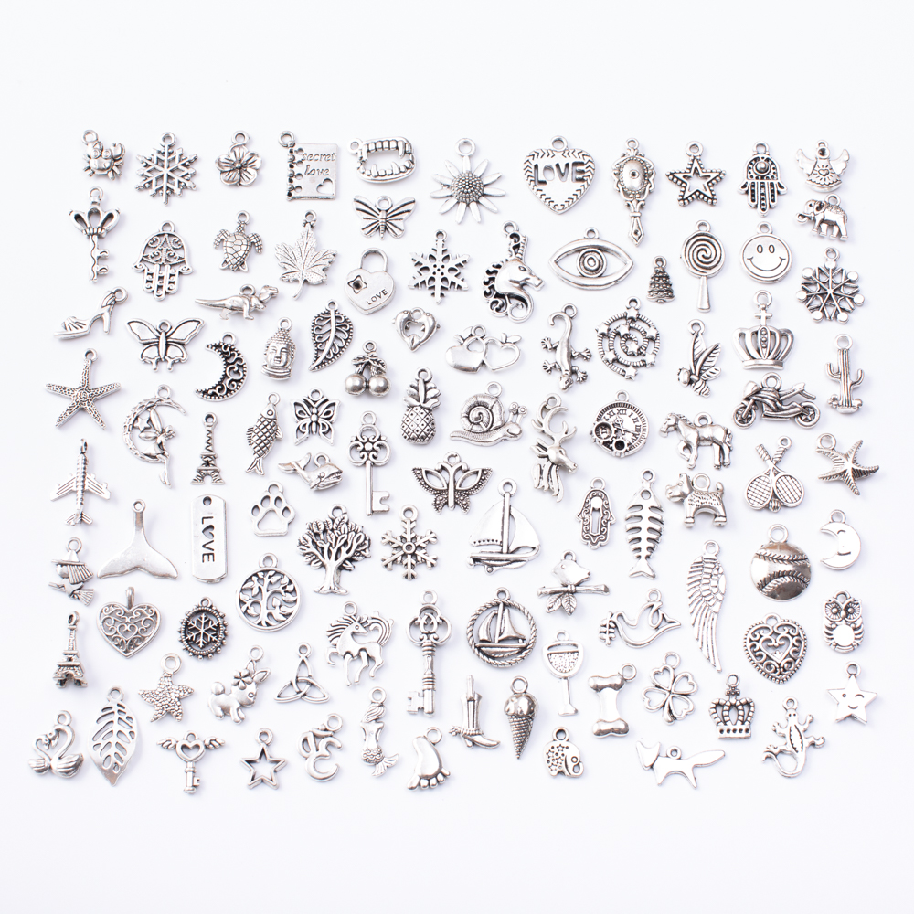 100pcs 100 different Tibetan Silver Mixed Styles Charms Pendants DIY Jewelry for Necklace Bracelet Making Accessaries js2232
100pcs 100 different Tibetan Silver Mixed Styles Charms Pendants DIY Jewelry for Necklace Bracelet Making Accessaries js2232