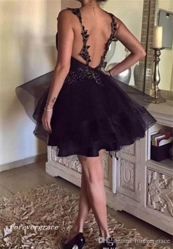 2019 Cheap Little Black Tulle Skirts Homecoming Dress A Line Short Juniors Sweet 15 Graduation Cocktail Party Dress Plus Size Custom Made