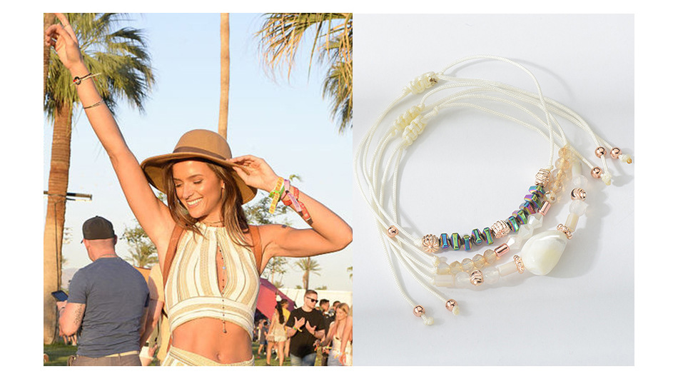 Natural stone hand-woven bracelet boho jewelry beaded ladies men's link wrist stretch chain bracelet set