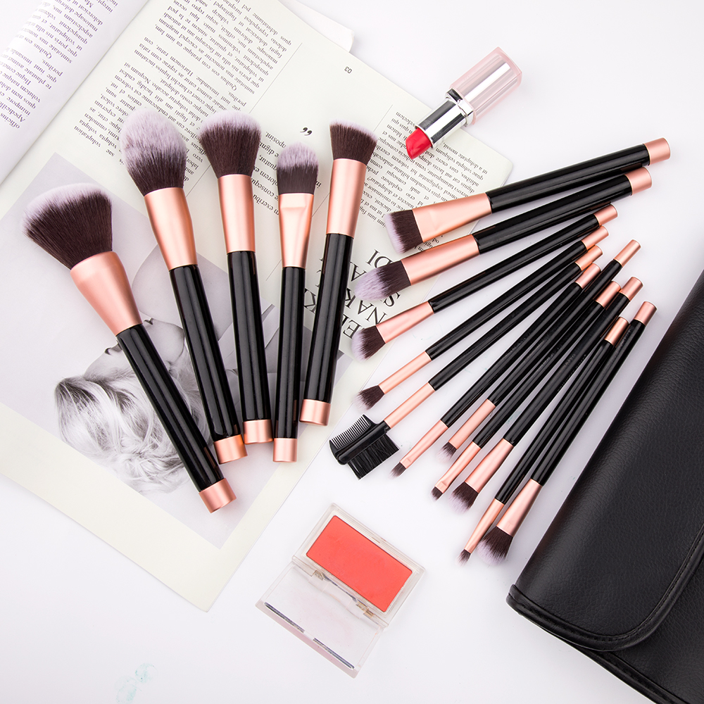 Professional 16pcs Makeup Brushes Set Soft Hair wood Handle Lips Make up Brush for Blender Kabuki Eyebrow Comb Eyeshadow Kit Tool with Bag