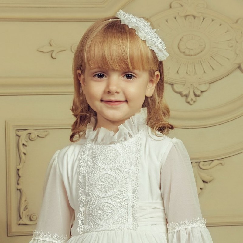 Cute Little Flower Girls' Dresses White Tulle Applique Jewel Neck Pageant Dress Ankle Length Birthday Party Wear