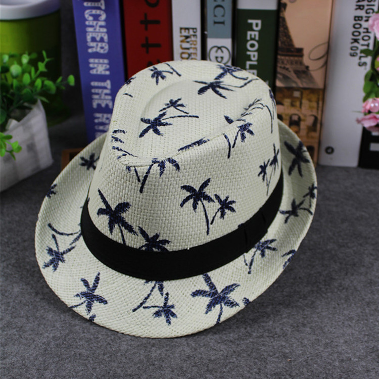2019 hot sale Summer straw Sun hat kids Beach Sun hat Trilby panama Hat handwork for boy girl Children 4 colour
