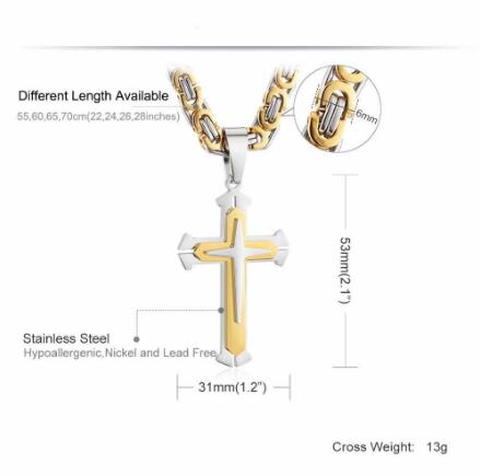 Low Price Stainless Steel Pendant Necklace 3 Layers Knight Cross Gold Silver Tone Strong Chain Mens Fashion Jewelry Fathers Gift