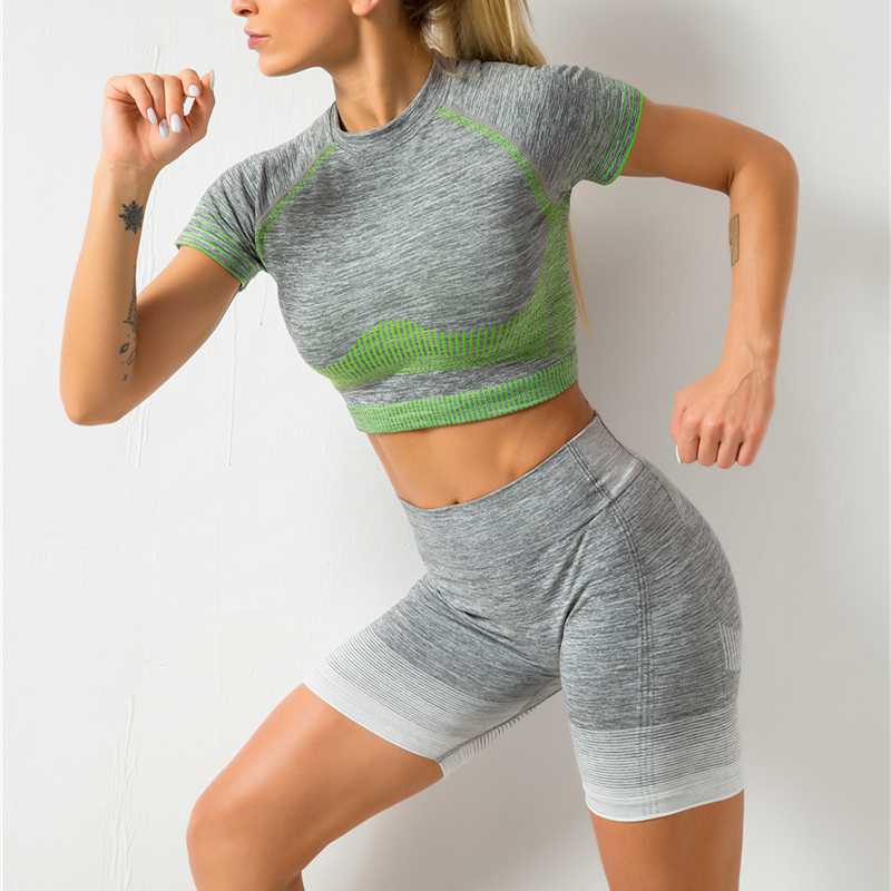Summer Seamless Sport Set women Gray Rid Sport Crop Top Booty High waist Shorts Vital Fitness Short workout Gym wear Yoga Sets, Gray bra
Summer Seamless Sport Set women Gray Rid Sport Crop Top Booty High waist Shorts Vital Fitness Short workout Gym wear Yoga Sets, Gray bra