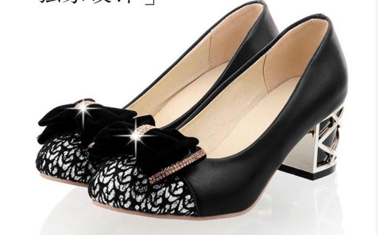 2019 bowknot Women's shoes in Spring and Autumn with New style High heel Coarse heel round head @104, Black
2019 bowknot Women's shoes in Spring and Autumn with New style High heel Coarse heel round head @104, Black