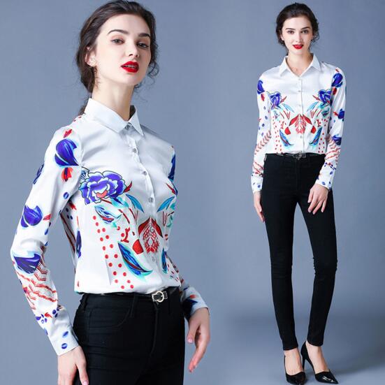 New women' European and American style printed long sleeve shirt with lapel, As the picture
New women' European and American style printed long sleeve shirt with lapel, As the picture