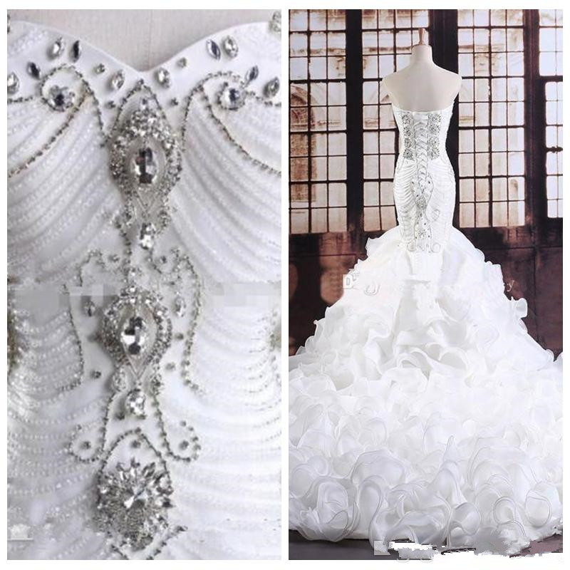 Luxurious Bling Bling Crystal Beaded Mermaid Wedding Dresses Tiered Ruffles Beading Bridal Gowns 2020 Custom Lace Up Back Vestidos De Mariee, Ivory
Luxurious Bling Bling Crystal Beaded Mermaid Wedding Dresses Tiered Ruffles Beading Bridal Gowns 2020 Custom Lace Up Back Vestidos De Mariee, Ivory