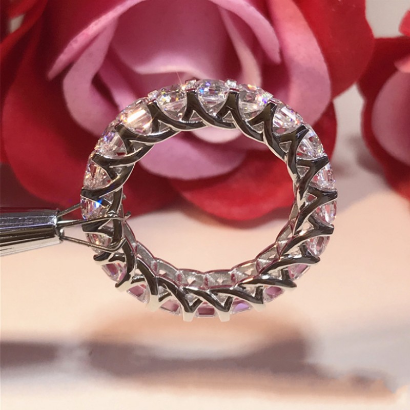 Choucong Princess Ring for Women Luxury Jewelry 925 Sterling Silver Stack White Topaz CZ Diamond Wedding Women Band Ring for Lovers' Gift
